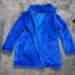 Women's Blue Faux Fur Coat
